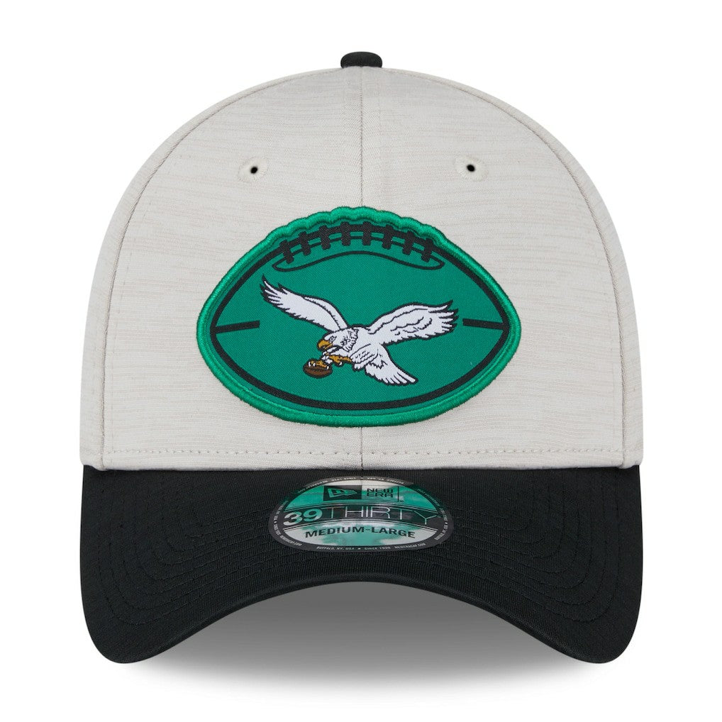 Philadelphia Eagles New Era 2024 Sideline Historic 39THIRTY Flex Hat - Stone/Black sale