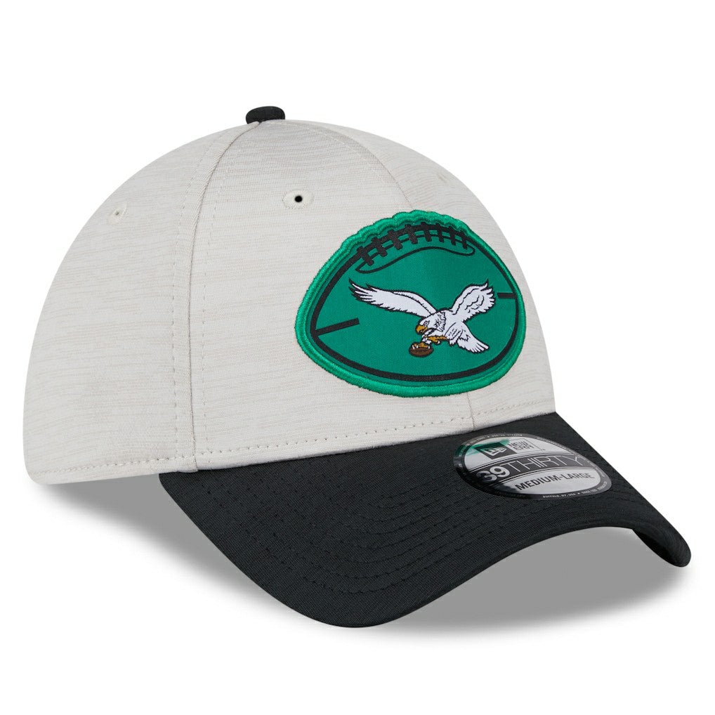 Philadelphia Eagles New Era 2024 Sideline Historic 39THIRTY Flex Hat - Stone/Black sale