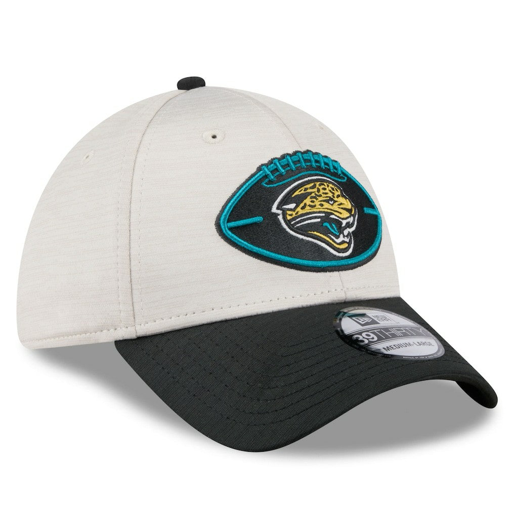 Jacksonville Jaguars New Era 2024 Sideline Historic 39THIRTY Flex Hat - Stone/Teal on sale