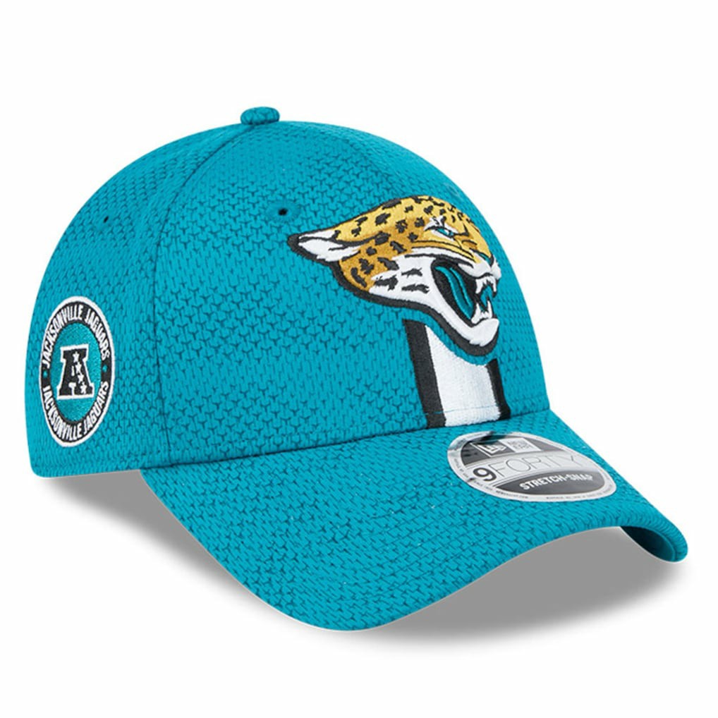 Jacksonville Jaguars New Era 2024 Sideline 9FORTY Stretch-Snap Hat - Teal cheap
