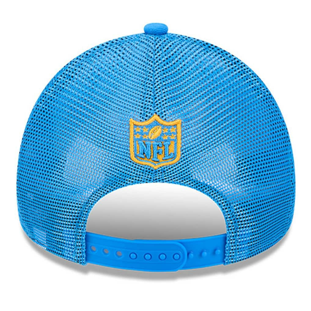 Los Angeles Chargers New Era 2024 Sideline Historic 9FORTY A-Frame Trucker Adjustable Hat - Stone/Powder Blue outlet