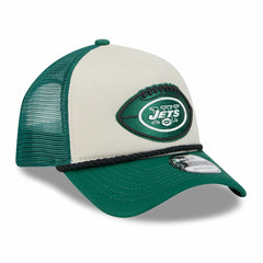 New York Jets New Era 2024 Sideline Historic 9FORTY A-Frame Trucker Adjustable Hat - Stone/Green online