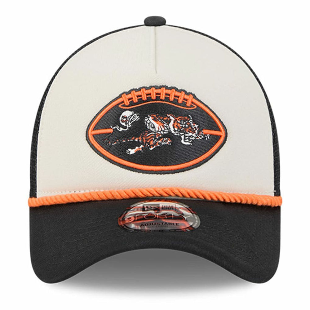 Cincinnati Bengals New Era 2024 Sideline Historic 9FORTY A-Frame Trucker Adjustable Hat - Stone/Black sale
