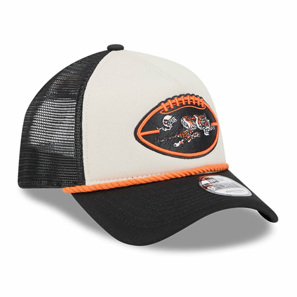 Cincinnati Bengals New Era 2024 Sideline Historic 9FORTY A-Frame Trucker Adjustable Hat - Stone/Black sale