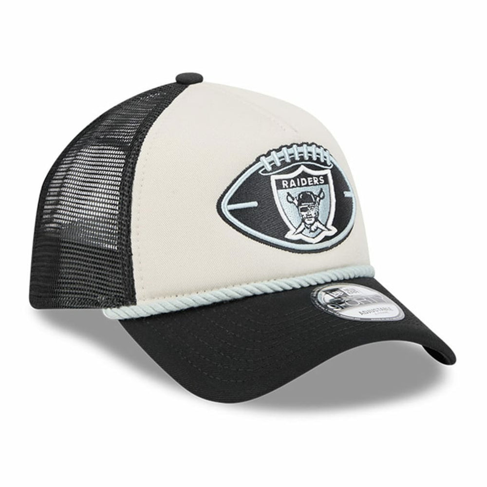 Las Vegas Raiders New Era 2024 Sideline Historic 9FORTY A-Frame Trucker Adjustable Hat - Stone/Black online