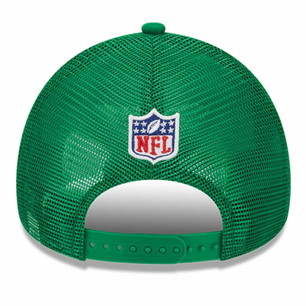 Philadelphia Eagles New Era 2024 Sideline Historic 9FORTY A-Frame Trucker Adjustable Hat - Stone/Kelly Green on sale