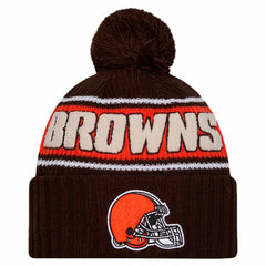 Cleveland Browns New Era 2024 Sideline Cuffed Knit Hat with Pom - Brown for sale