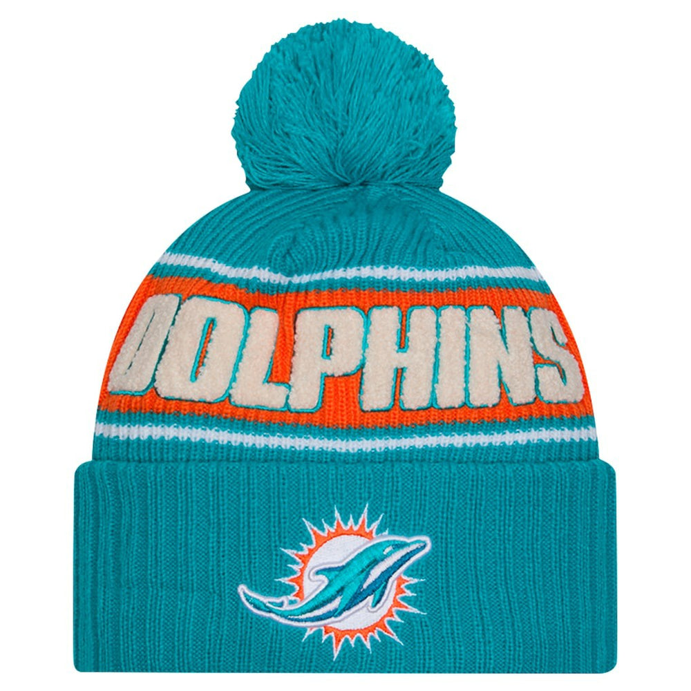 Miami Dolphins New Era 2024 Sideline Cuffed Knit Hat with Pom - Aqua outlet