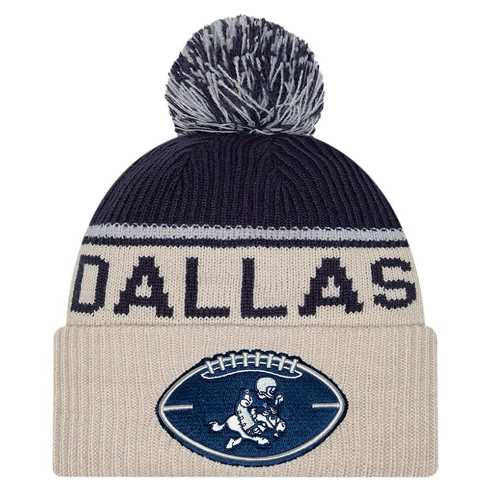 Dallas Cowboys New Era NFL Sideline Historic Cuffed Knit Hat with Pom
 - Stone for sale