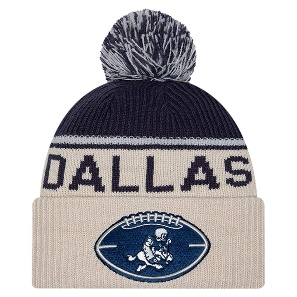 Dallas Cowboys New Era NFL Sideline Historic Cuffed Knit Hat with Pom
 - Stone for sale