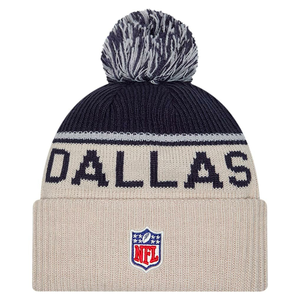 Dallas Cowboys New Era NFL Sideline Historic Cuffed Knit Hat with Pom
 - Stone for sale