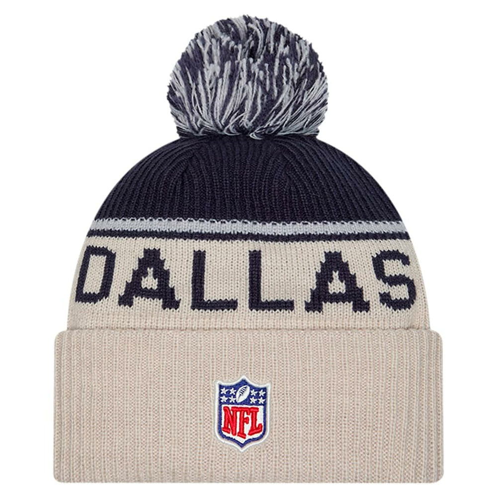 Dallas Cowboys New Era NFL Sideline Historic Cuffed Knit Hat with Pom
 - Stone for sale