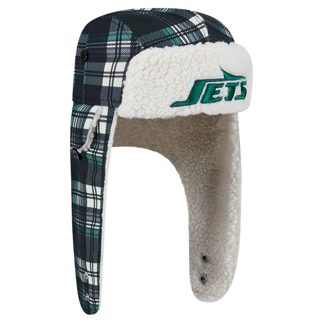 New York Jets New Era Sideline Plaid Sherpa Trapper Hat - Black discount