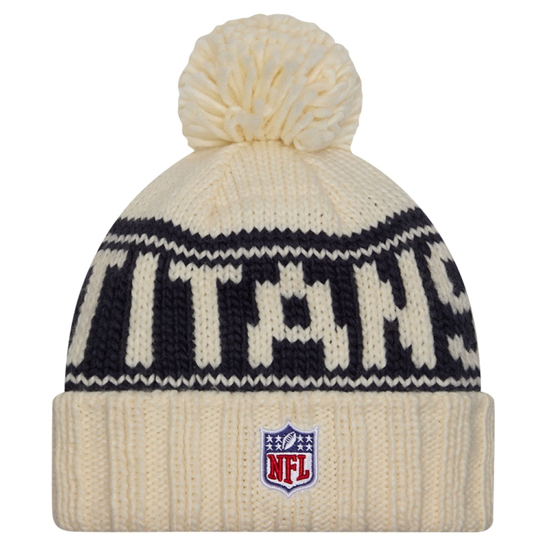 Tennessee Titans New Era Women's 2024 Sideline Cuffed Knit Hat with Pom - Cream on sale