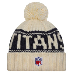 Tennessee Titans New Era Women's 2024 Sideline Cuffed Knit Hat with Pom - Cream on sale