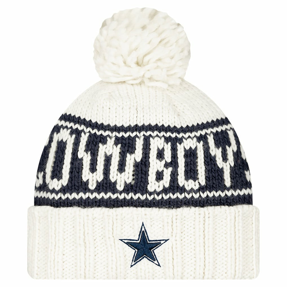 Dallas Cowboys New Era Women's 2024 Sideline Cuffed Knit Hat with Pom - White on sale