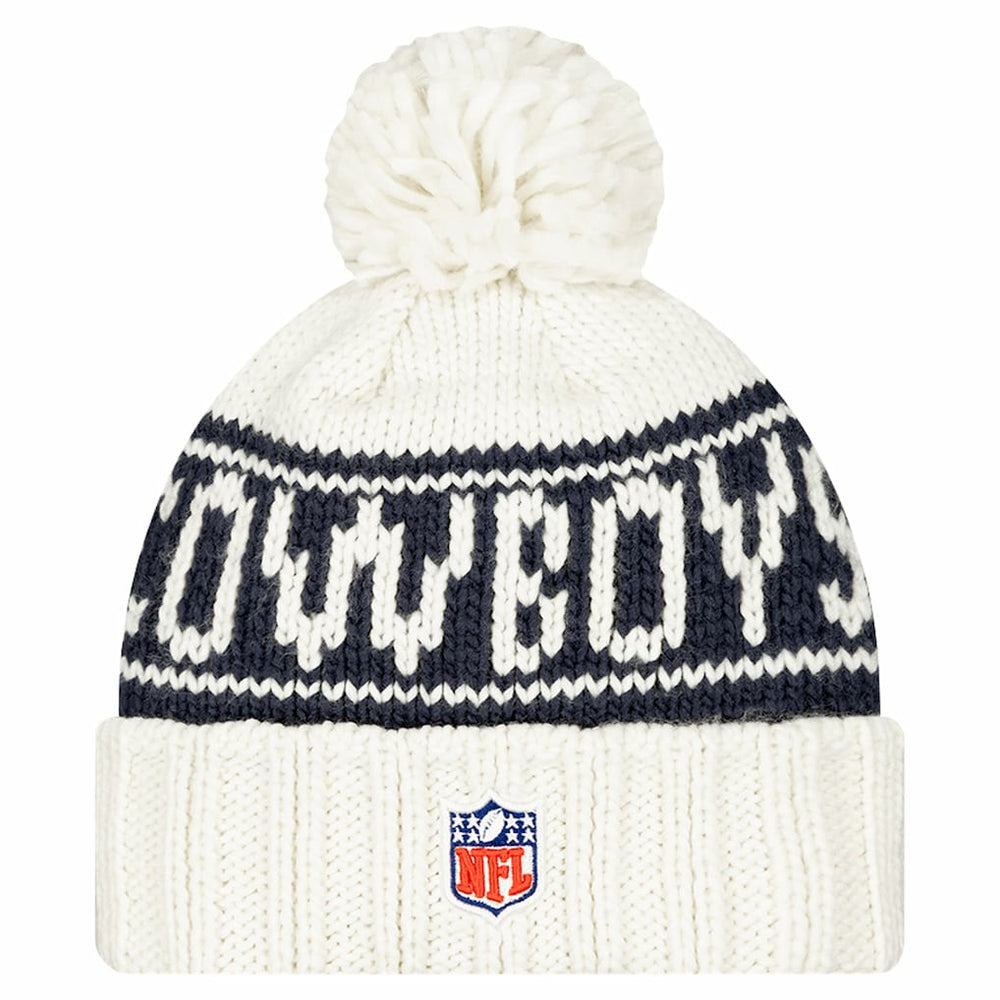 Dallas Cowboys New Era Women's 2024 Sideline Cuffed Knit Hat with Pom - White on sale