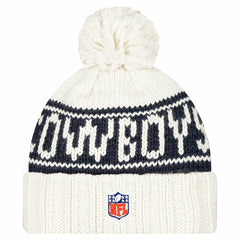 Dallas Cowboys New Era Women's 2024 Sideline Cuffed Knit Hat with Pom - White on sale