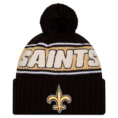 New Orleans Saints New Era Youth 2024 Sideline Sport Cuffed Knit Hat with Pom - Black outlet