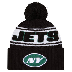 New York Jets New Era Youth 2024/25 Sideline Cuffed Knit Hat with Pom - Black sale