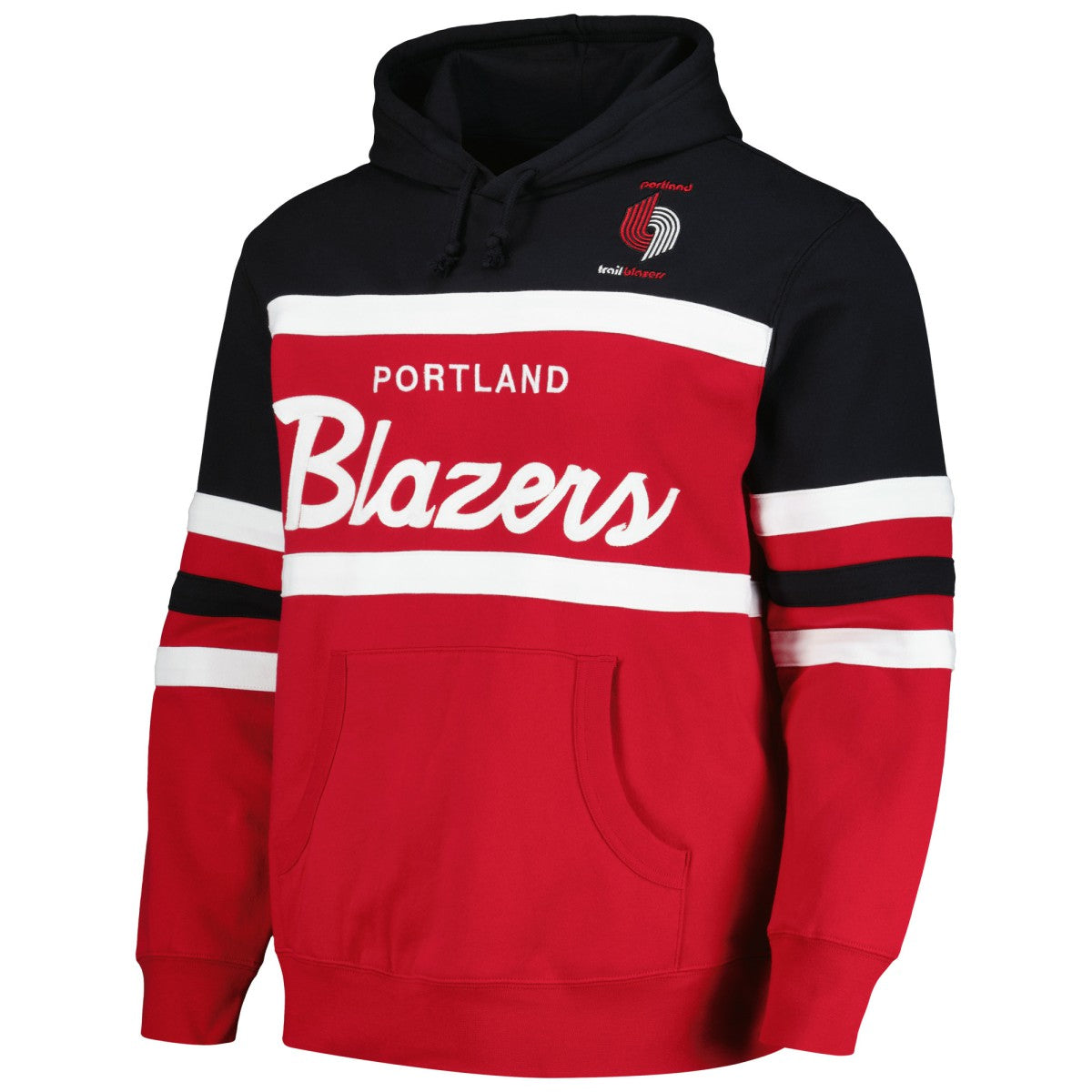 Portland Trail Blazers Head Coach Pullover Hoodie - Red/Black | Mitchell & Ness discount