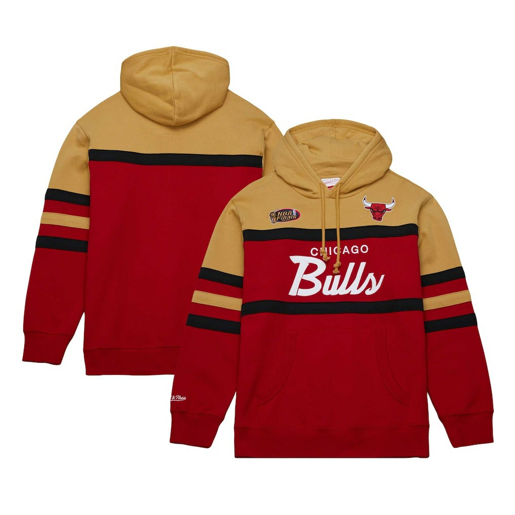 Chicago Bulls Head Coach Pullover Hoodie - Red/Gold | Mitchell & Ness for sale