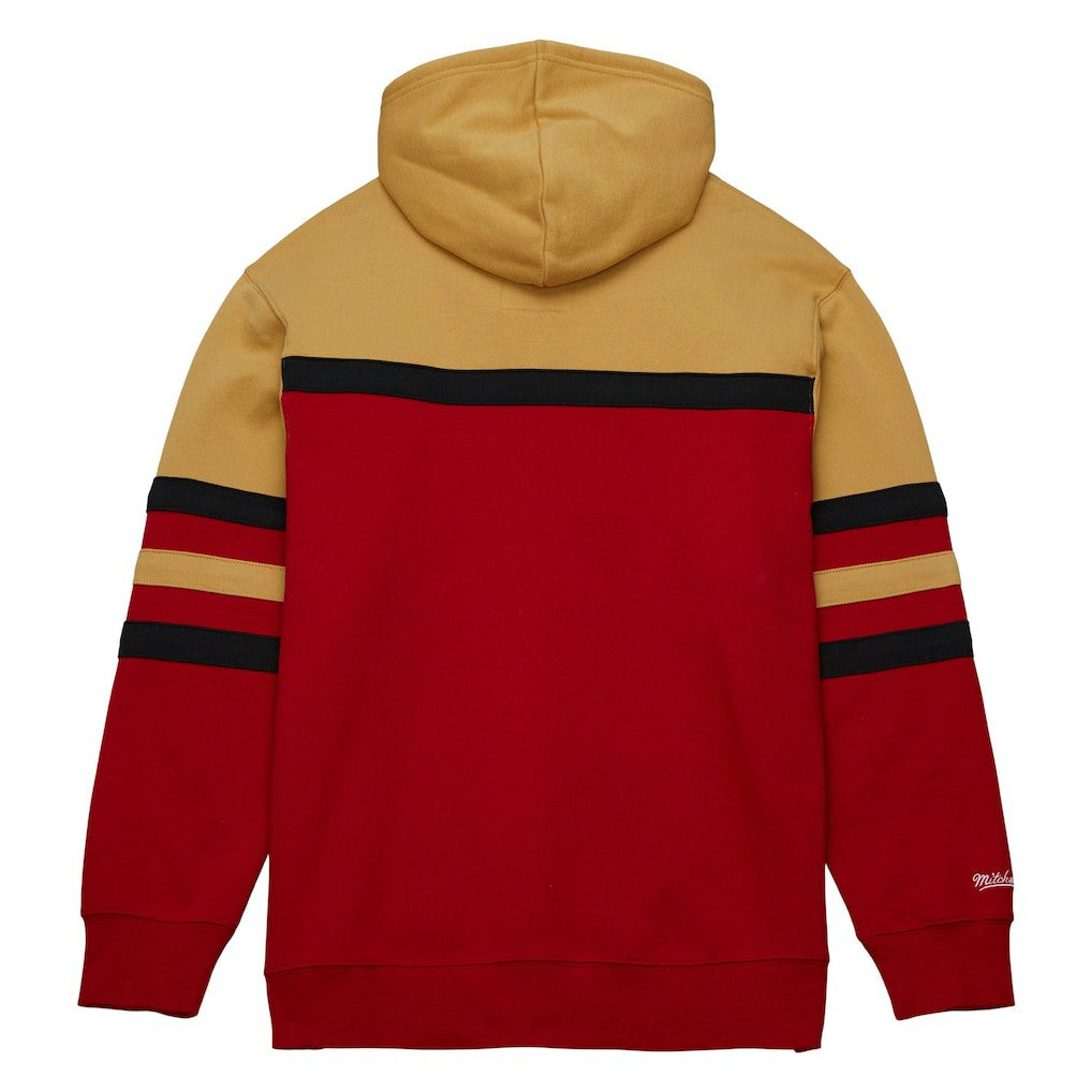 Chicago Bulls Head Coach Pullover Hoodie - Red/Gold | Mitchell & Ness for sale