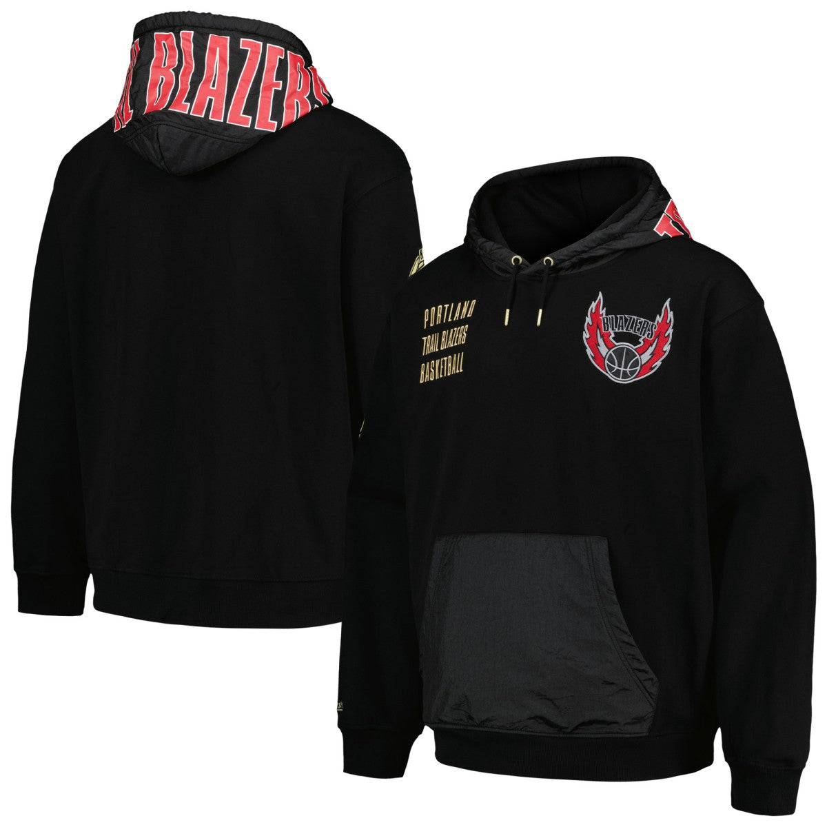 Portland Trail Blazers Team OG 2.0 Vintage Logo Fleece Pullover Hoodie - Black | Mitchell & Ness for sale