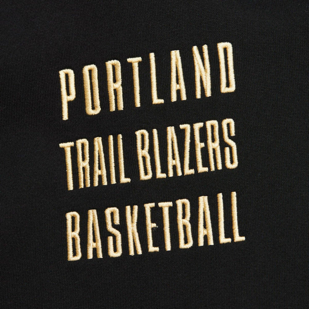 Portland Trail Blazers Team OG 2.0 Vintage Logo Fleece Pullover Hoodie - Black | Mitchell & Ness for sale