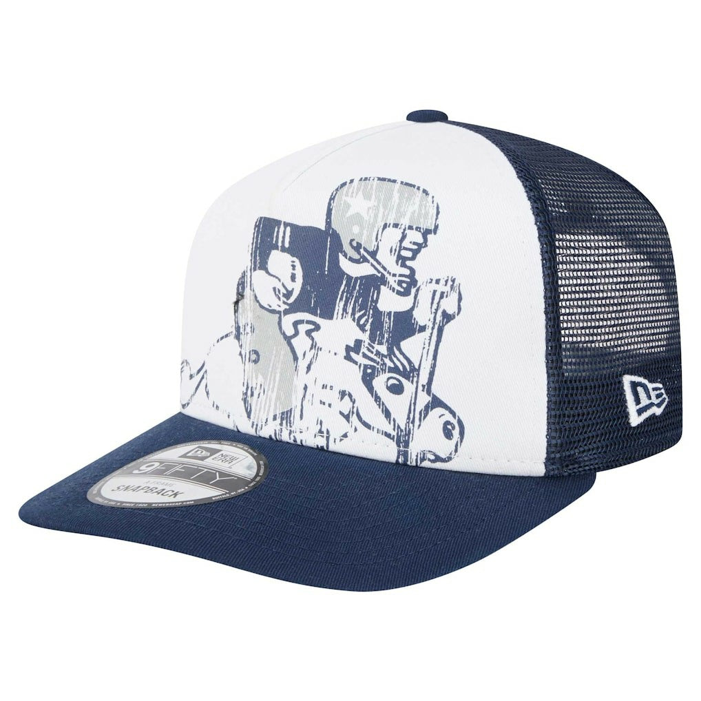 New Era Dallas Cowboys Distressed 9FIFTY A-Frame Snapback Hat - White/Navy for sale