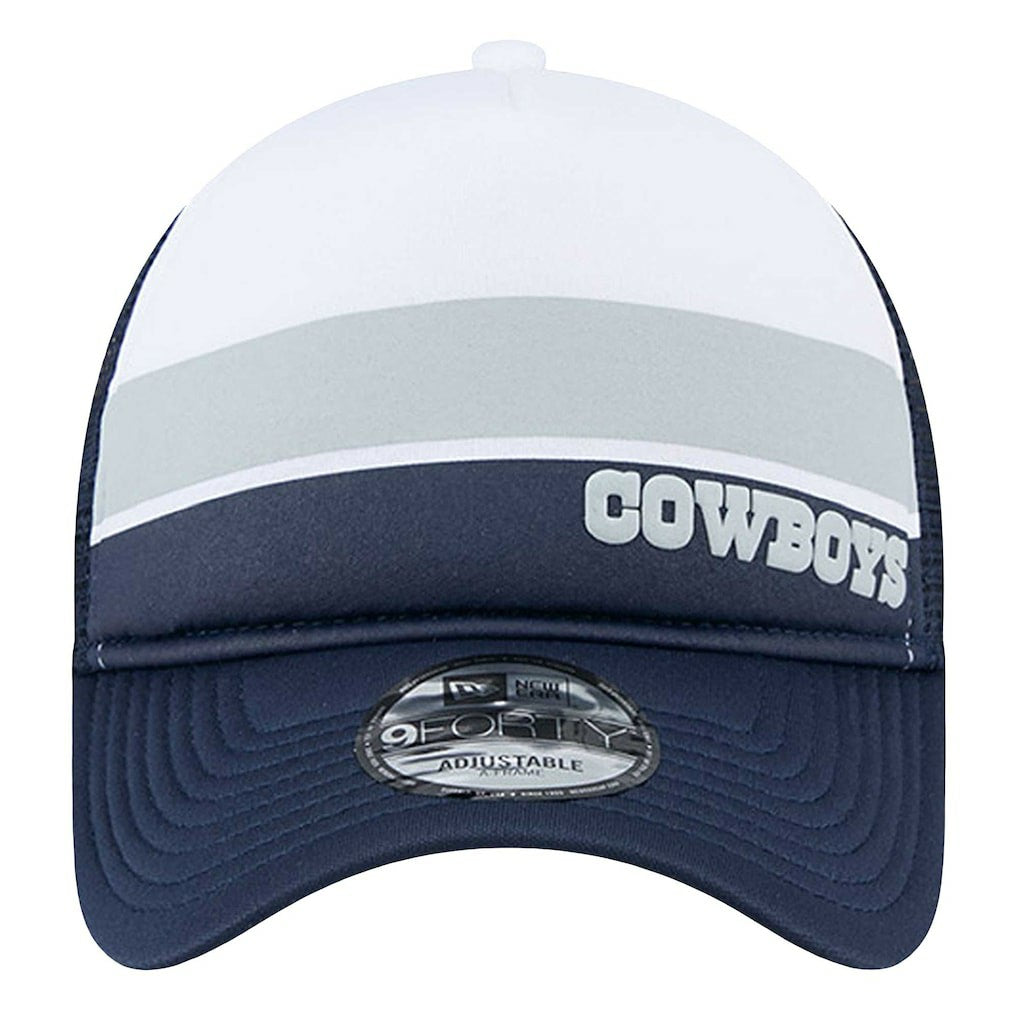 Dallas Cowboys New Era Sport Night Color Block 9FORTY A-Frame Trucker Adjustable Hat - White/Navy on sale