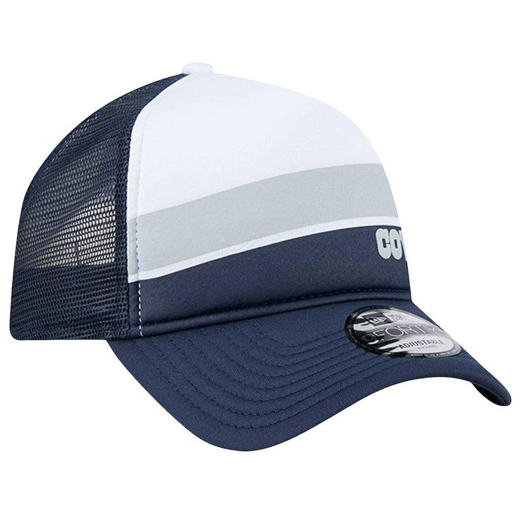 Dallas Cowboys New Era Sport Night Color Block 9FORTY A-Frame Trucker Adjustable Hat - White/Navy on sale