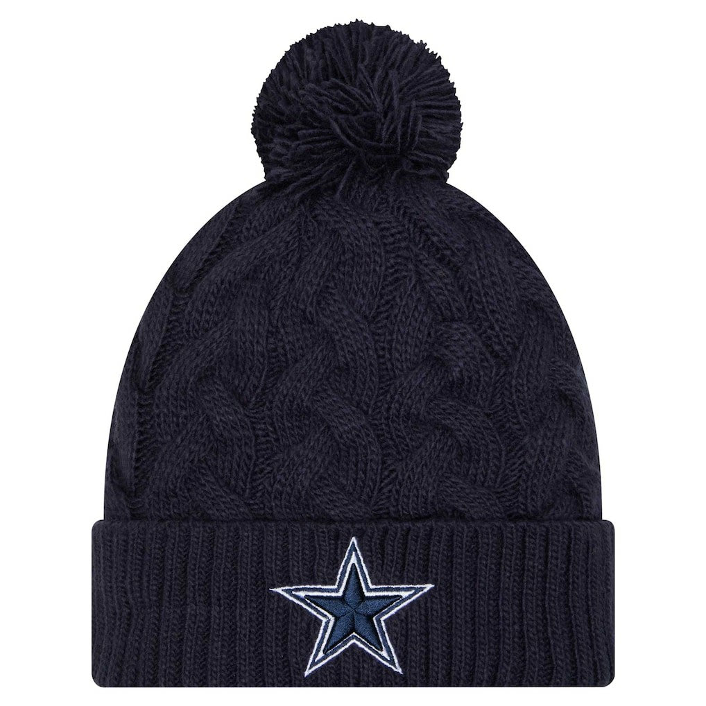 Dallas Cowboys New Era Women's Cable Knit Hat with Pom - Navy on sale