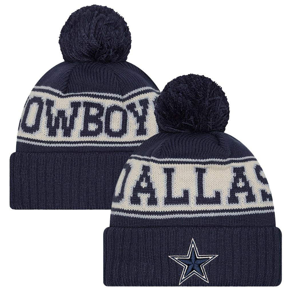 Dallas Cowboys New Era Retro Cuffed Knit Hat with Pom - Navy discount