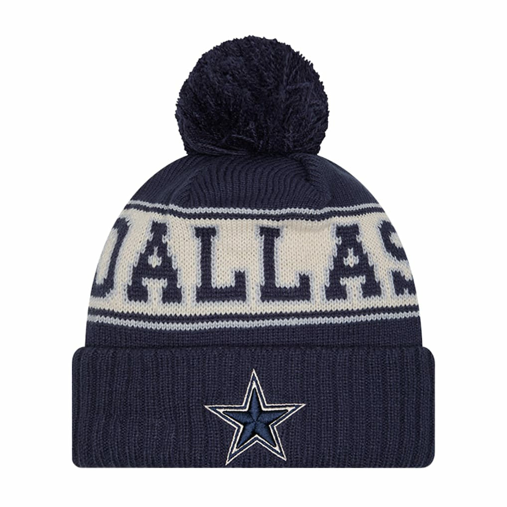 Dallas Cowboys New Era Retro Cuffed Knit Hat with Pom - Navy discount