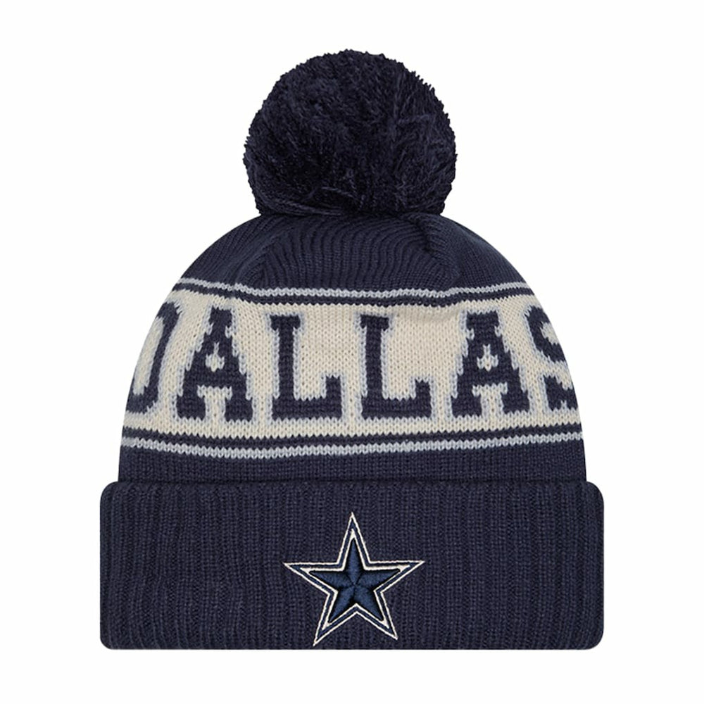 Dallas Cowboys New Era Retro Cuffed Knit Hat with Pom - Navy discount