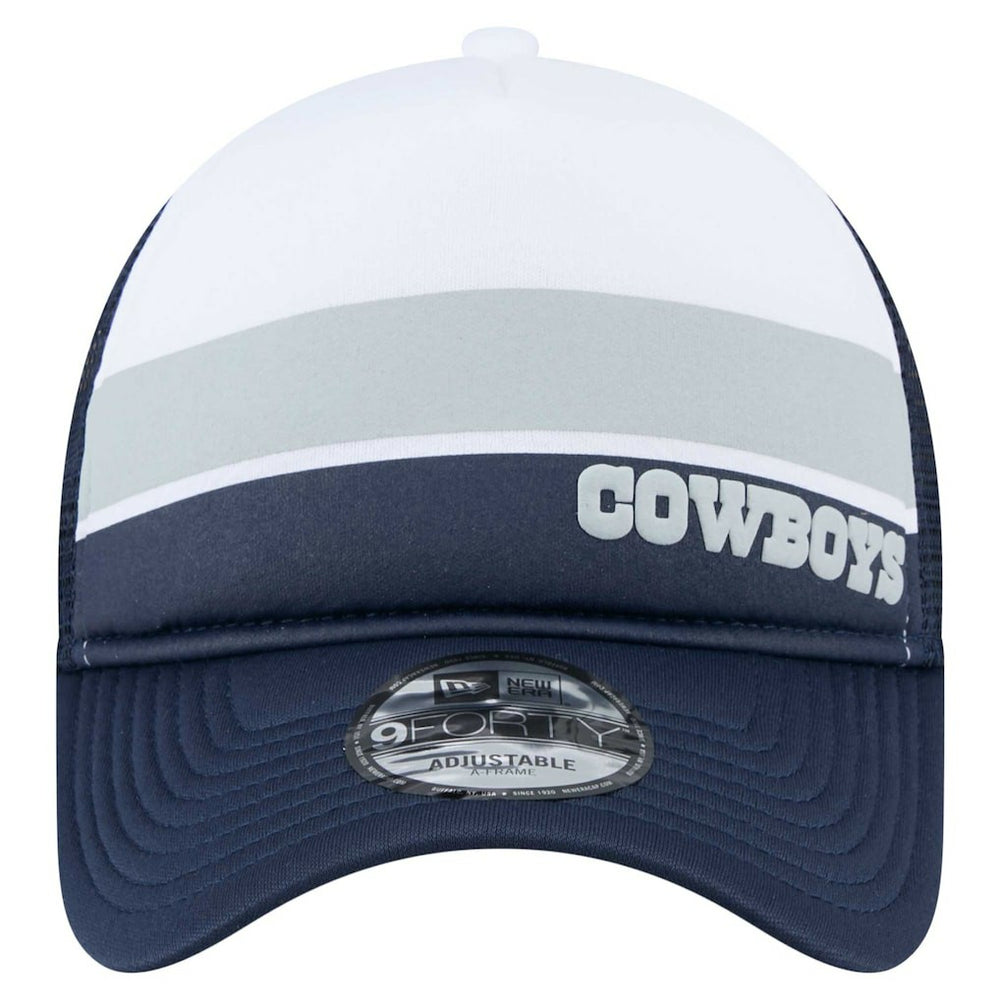 Dallas Cowboys New Era Youth Sport Night Color Block 9FORTY A-Frame Trucker Adjustable Hat - White/Navy discount