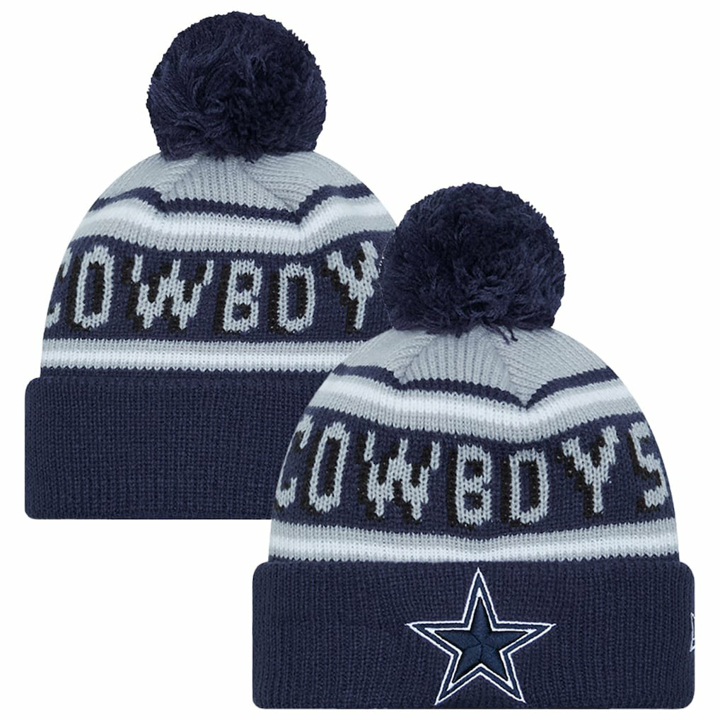 Dallas Cowboys New Era Preschool Main Wordmark Cuffed Knit Hat with Pom - Navy cheap