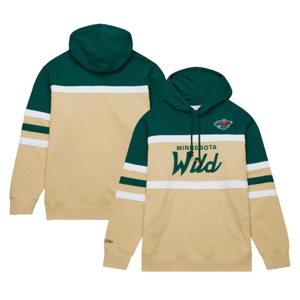 Minnesota Wild Mitchell & Ness Head Coach Pullover Hoodie Cream/Green
