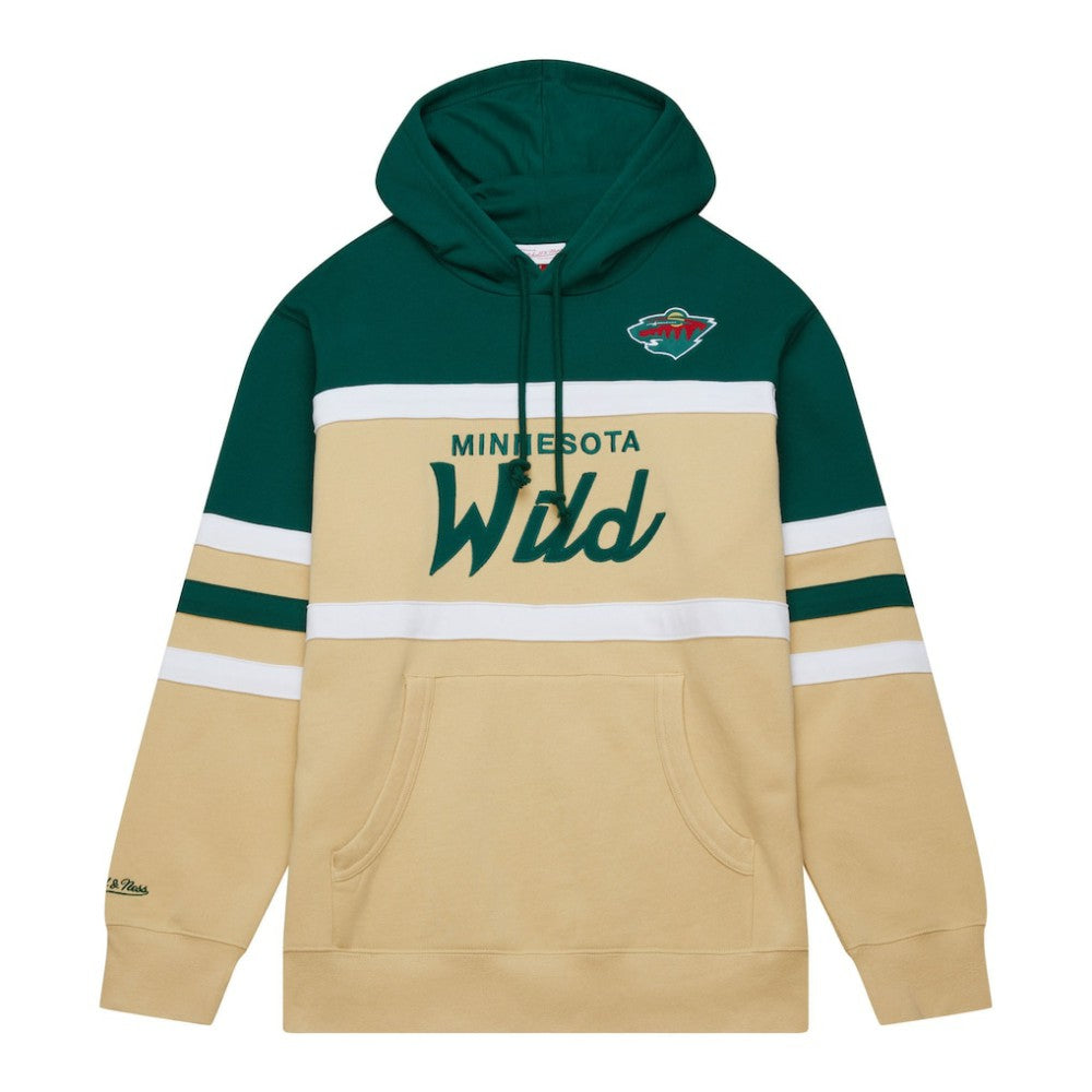 Minnesota Wild Mitchell & Ness Head Coach Pullover Hoodie Cream/Green