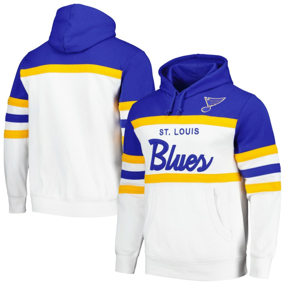 St. Louis Blues Mitchell & Ness Head Coach Pullover Hoodie White/Blue