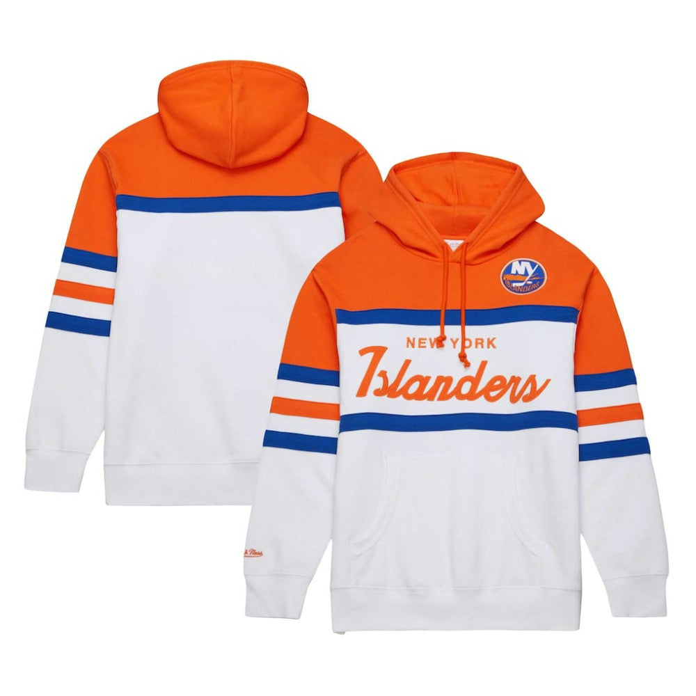 New York Islanders Mitchell & Ness Head Coach Pullover Hoodie White/Orange