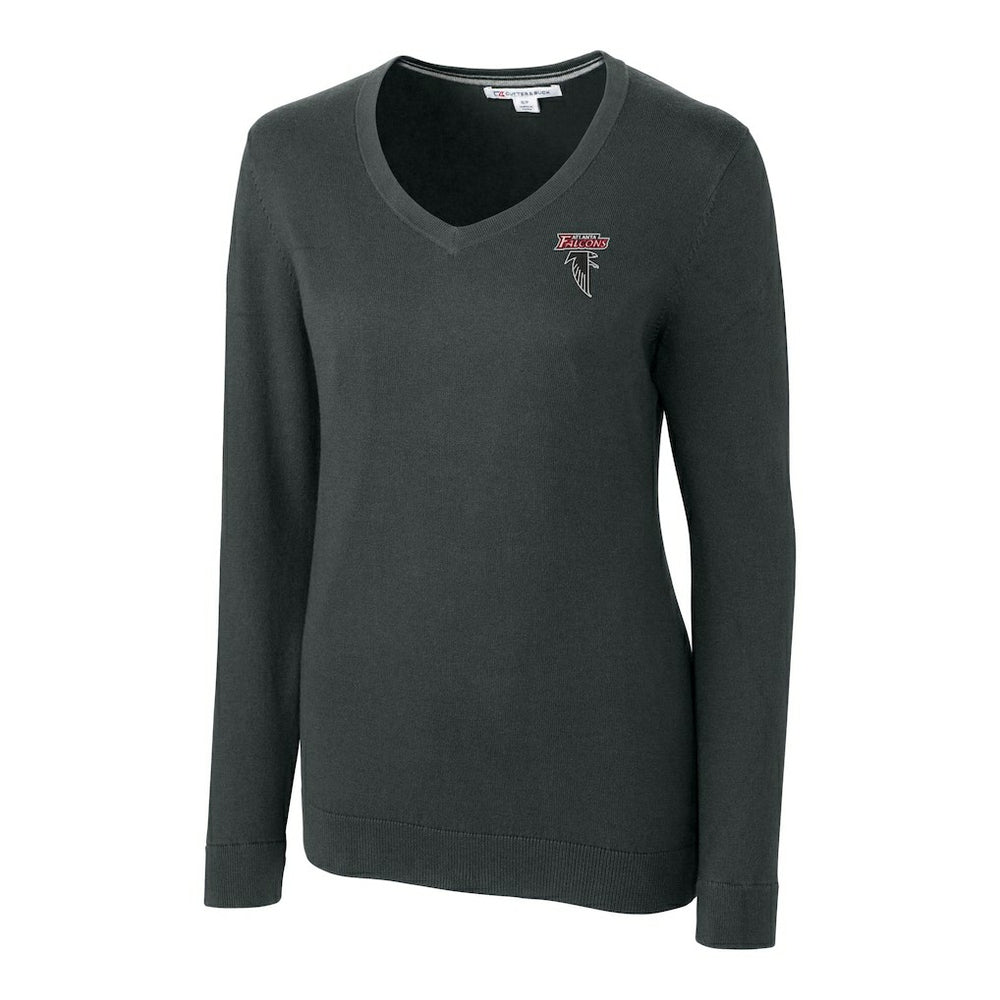 Atlanta Falcons Cutter & Buck Women's Throwback Logo Lakemont Tri-Blend V-Neck Pullover Sweater - Heather Charcoal online