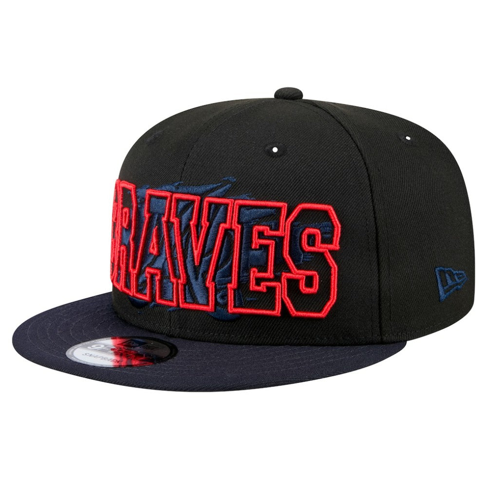 Atlanta Braves Splatter 9FIFTY Snapback Hat - Black | New Era