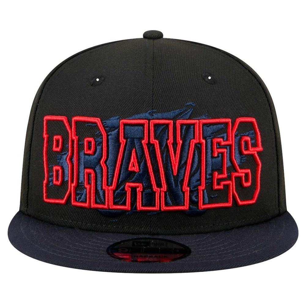 Atlanta Braves Splatter 9FIFTY Snapback Hat - Black | New Era