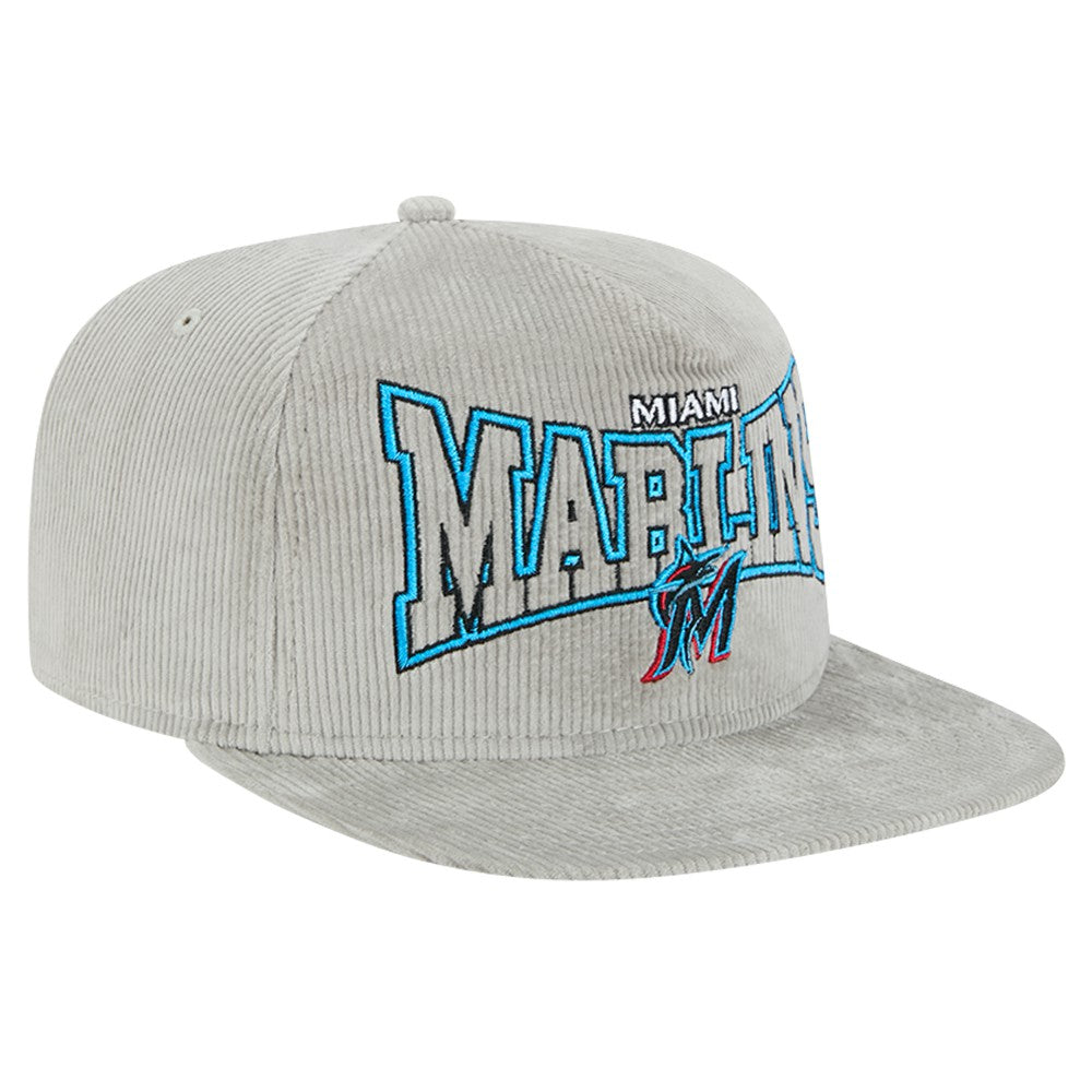 Miami Marlins Gray Corduroy Golfer Snapback Hat | New Era