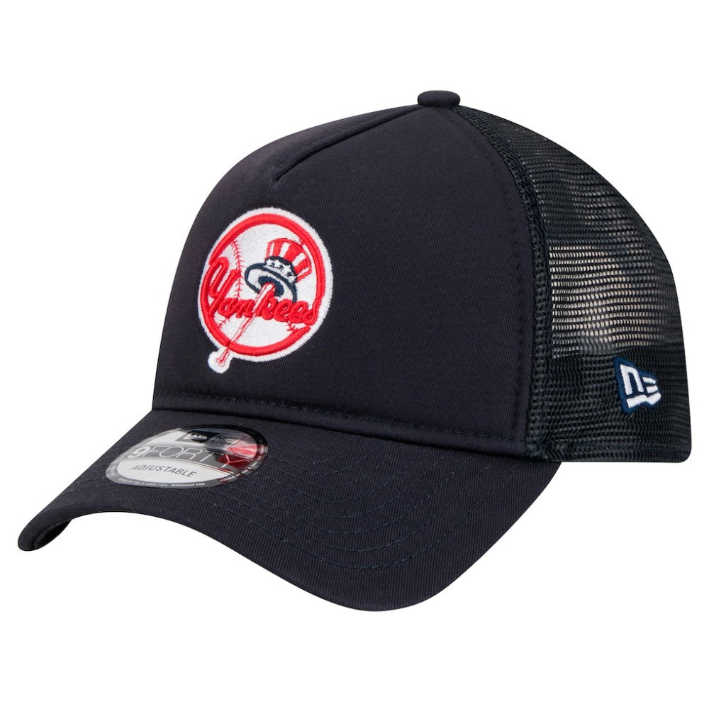 New York Yankees 9FORTY A-Frame Trucker Adjustable Hat - Navy | New Era