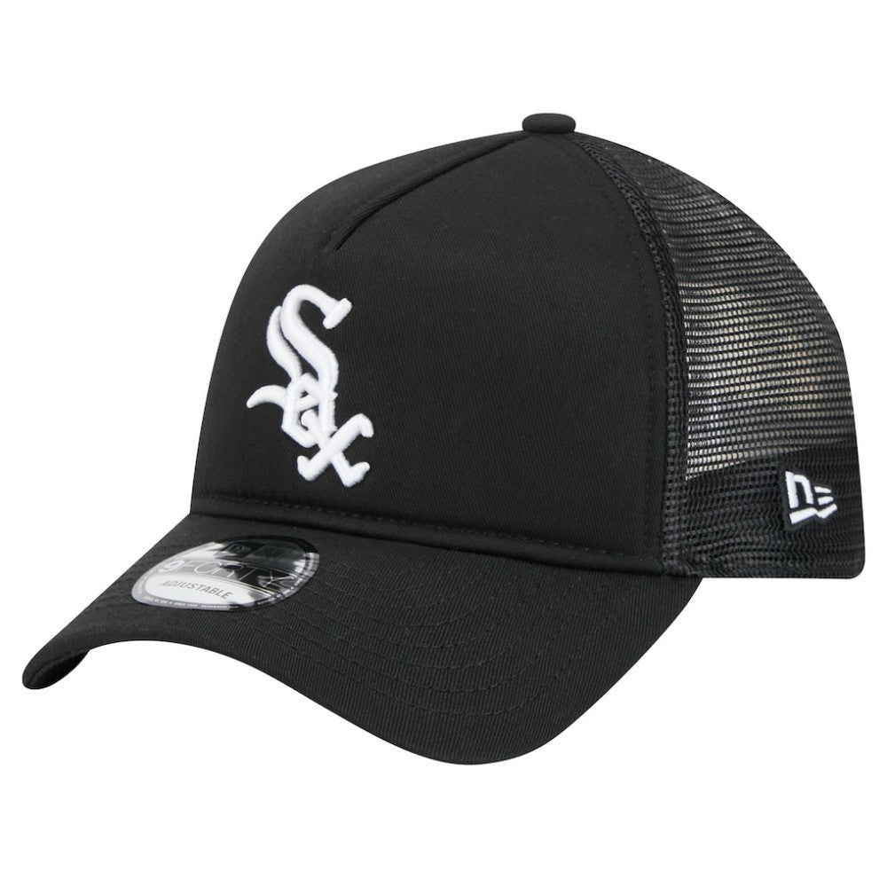 Chicago White Sox 9FORTY A-Frame Trucker Adjustable Hat - Black | New Era