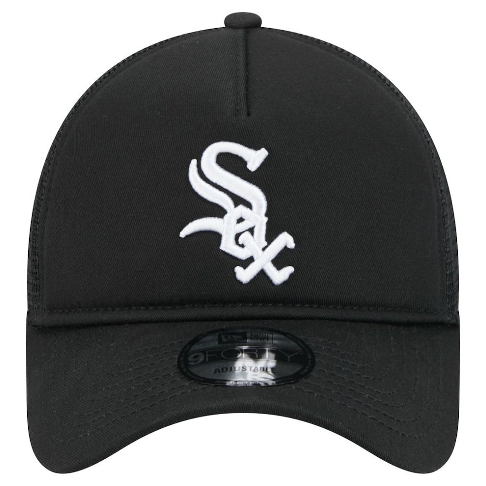 Chicago White Sox 9FORTY A-Frame Trucker Adjustable Hat - Black | New Era