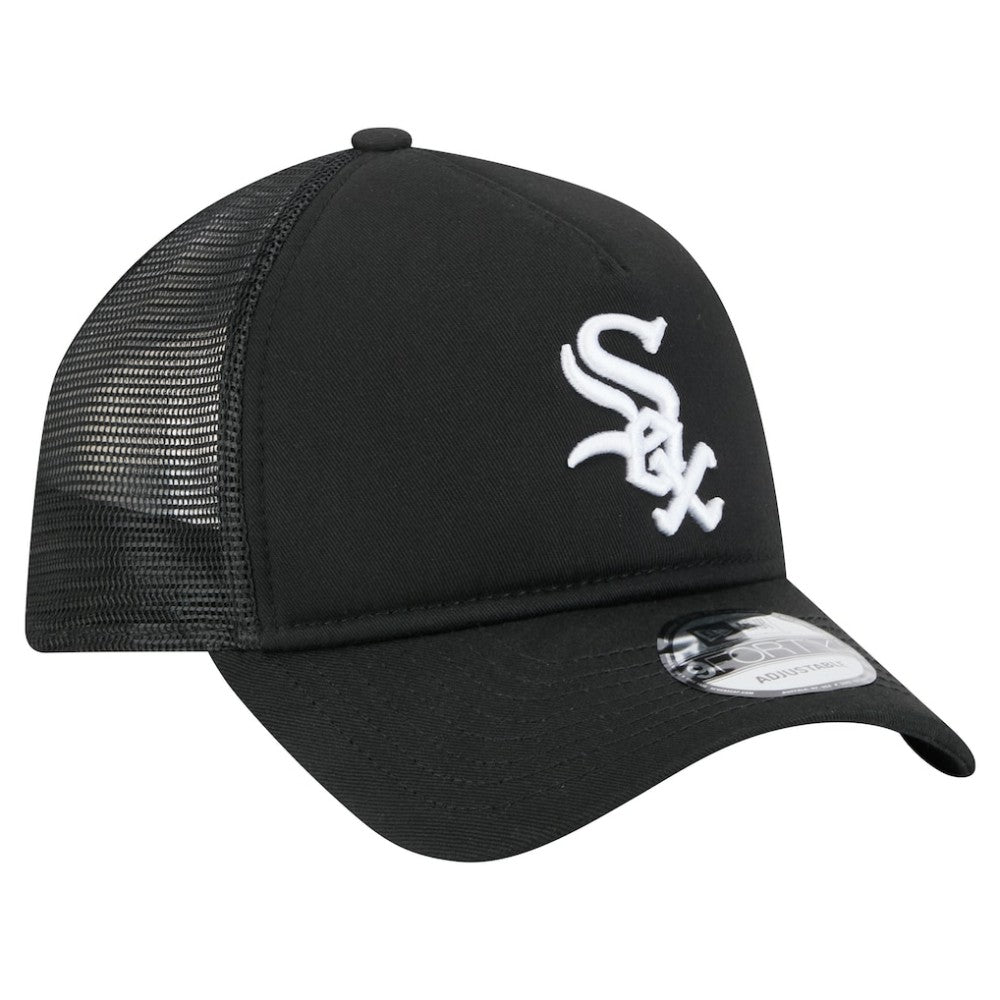 Chicago White Sox 9FORTY A-Frame Trucker Adjustable Hat - Black | New Era